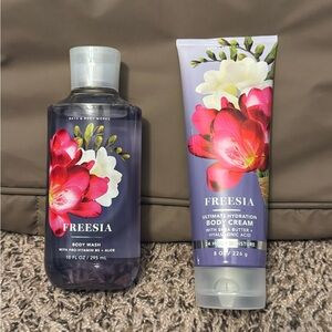 Bath & Body Works Freesia scent full size body wash + body cream